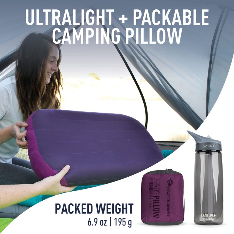 Sea to Summit Aeros Premium Inflatable Travel Pillow, Deluxe (22 x 14), Magenta - Image 2